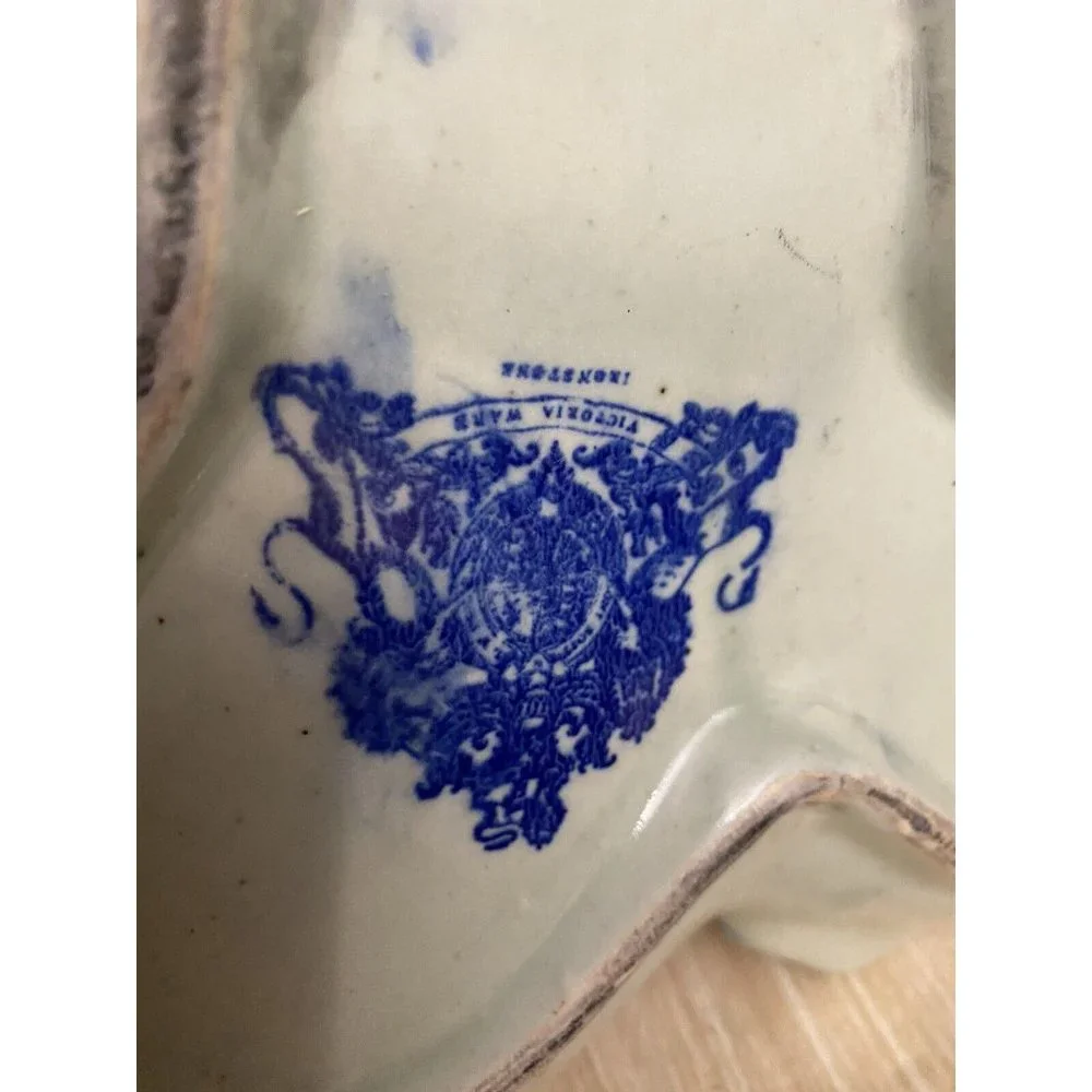 Victoria Ware Ironstone Transferware 3 Part Relish Dish W/Handle 11”x 3.5” Candy